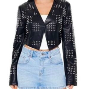 Studded Black Cropped Jacket